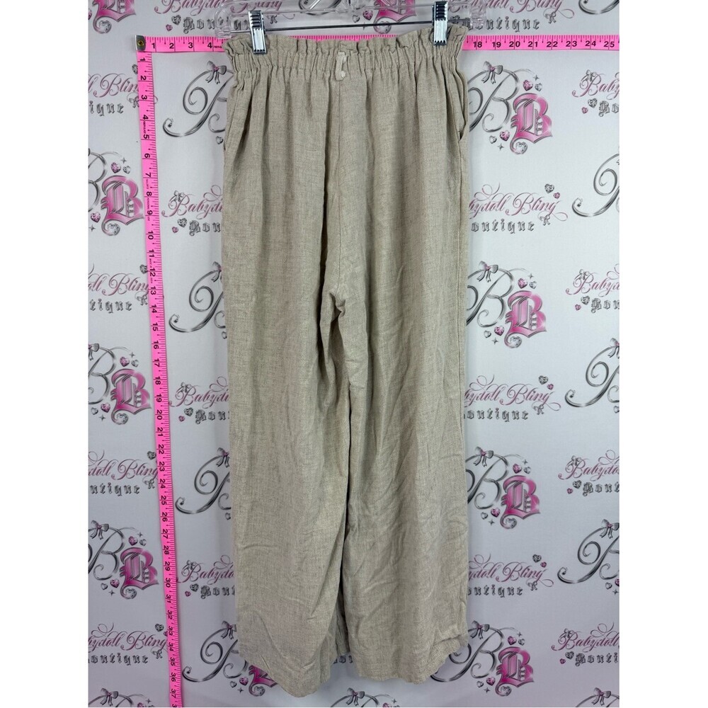 Pants wide leg lightweight Women's Wide-Leg bottoms Pants in Light Beige - Picture 2 of 10